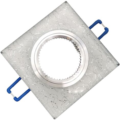 Portafaretto Quadrato in Vetro Argento Fisso da incasso cartongesso per lampadine GU10 MR16