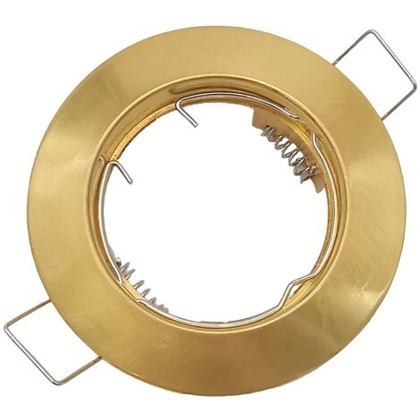 Portafaretto Tondo Oro spazzolato fisso da incasso cartongesso per lampadine GU10 MR16
