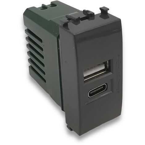 Frutti compatibili vimar plana Interruttori prese pulsanti nero antracite  USB SINGOLO+TIPO C
