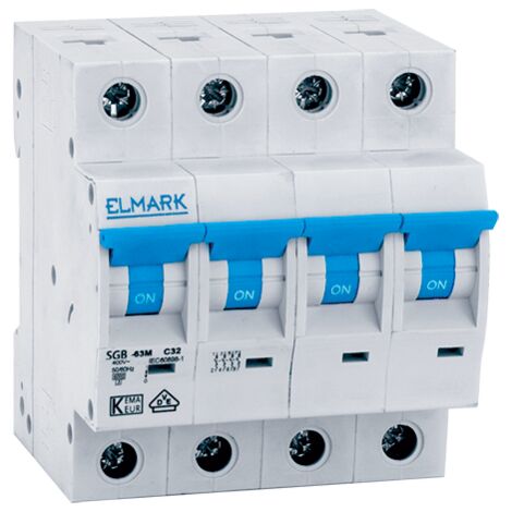 Interruttore magnetotermico automatico 4P 6kA curva C per quadro elettrico su guida din C64N 10A