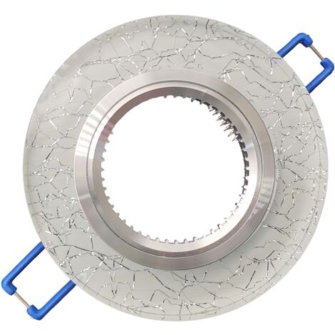 Portafaretto Tondo in Vetro Argento Oro Fisso da incasso cartongesso per lampadine GU10 MR16 Argento