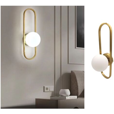 Lampadario A Sospensione Oro Con Paralume In Vetro Bianco A Bolla: Design Moderno Minimal, Attacco E27. Perfetto Per Soggiorno E Cucina.