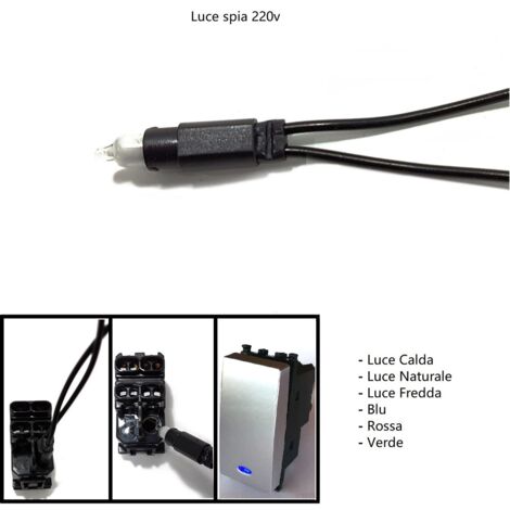 Frutti bianco compatibili con vimar plana Interruttori prese pulsanti  Led spia blu