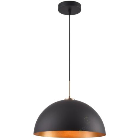Lampadario stile industriale sospeso a campana in metallo con attacco E27 semplice per salotto cucina nero bianco Nero