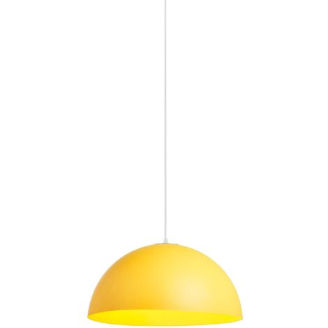 Lampadario a sospensione campana in metallo forma mezza sfera diametro 35cm attacco E27 Giallo