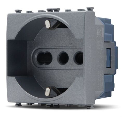 Frutti elettrici compatibili con supporti Vimar Arké grigio scuro interruttore presa pulsante schuko deviatore Presa Schuko