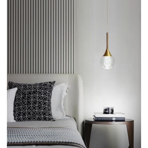 Lampadario applique a sospensione led goccia oro da comodino lampada per camera da letto luce bianca naturale calda Bianco freddo