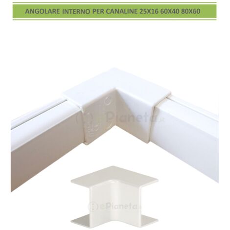 Angolare interno angolo per canaline elettriche passacavi coprifili bianco canalina 25x16 60x40 80x60  80x60