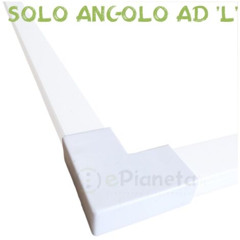 2 mt Canalina per cavi elettrica 100x60 mm in plastica passacavi bianco coprifili a parete con copertura  Angolo a "L"
