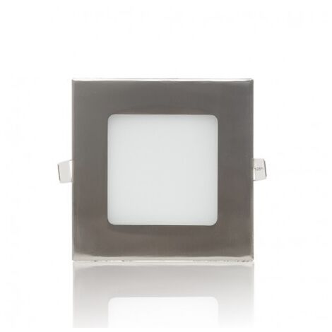 Pannello led quadrato slim acciaio satinato nichel 3w ip20  incasso Faro faretto luce bianca fredda naturale calda Downlight  fredda bianca 6500k