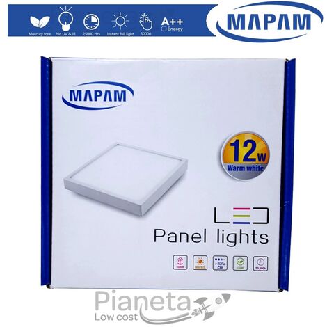 Plafoniera led 6/12/18w quadrato faretto da soffitto pannello a parete luce bianco naturale caldo Mapam Luce Calda - 12 (1/3)