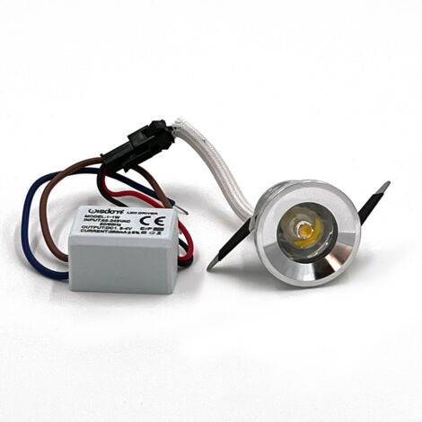 Punto luce led cob 1w argento tondo segnapasso mini faretto da incasso con driver lampadina 220V  Calda
