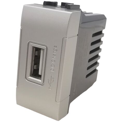 Interruttori prese pulsanti frutti compatibili Bticino Living light Tech international e air grigio argento silver  Modulo USB Singolo