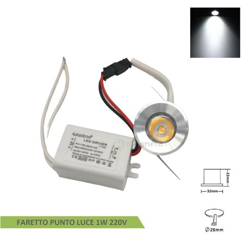 Punto luce led cob 1w argento tondo segnapasso mini faretto da incasso con driver lampadina 220V  Blu