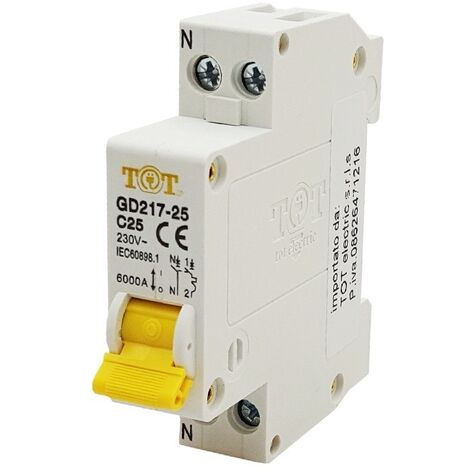 TOT Elettric Interruttore Magnetotermico 1P+N C16 230V 6000A un Modulo GD217-16