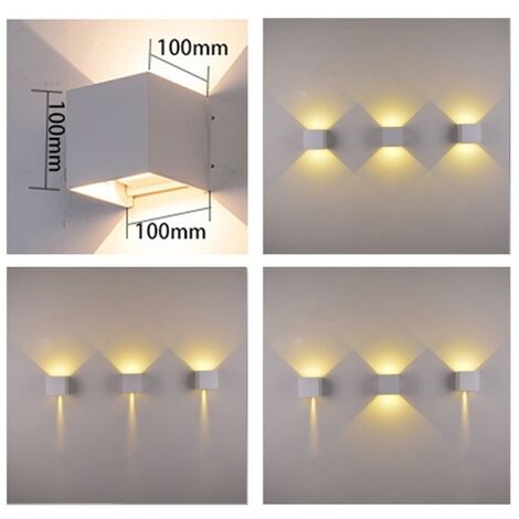 Applique doppio bianco cubo led 6W luce regolabile IP65 faretto a muro parete  Naturale 4000k