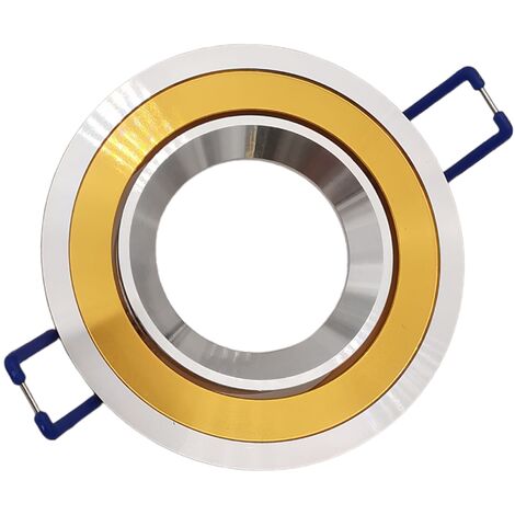 Portafaretto Tondo Oro satinato orientabile incasso cartongesso per faretti led GU10 con ghiera svitabile argento