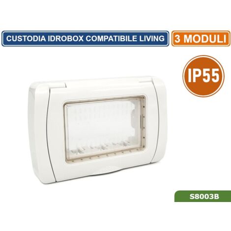 Coperchio Idrobox compatibile living light IP55 autoportante esterno impermeabile  T1- 3posti bianco