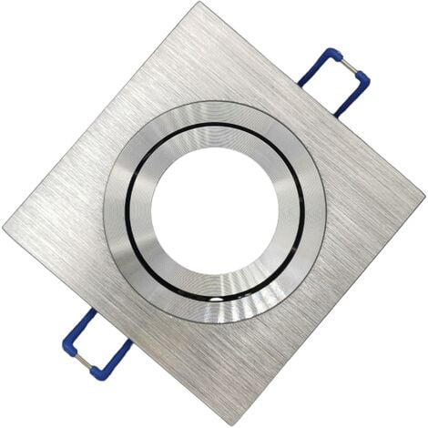 Portafaretto Quadrato Argento Orientabile da incasso cartongesso per  lampadine led GU10 con ghiera svitabile