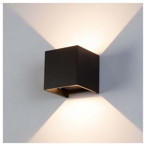 Applique doppio Nero cubo led 6W luce regolabile IP65 faretto a muro parete  Naturale 4000k