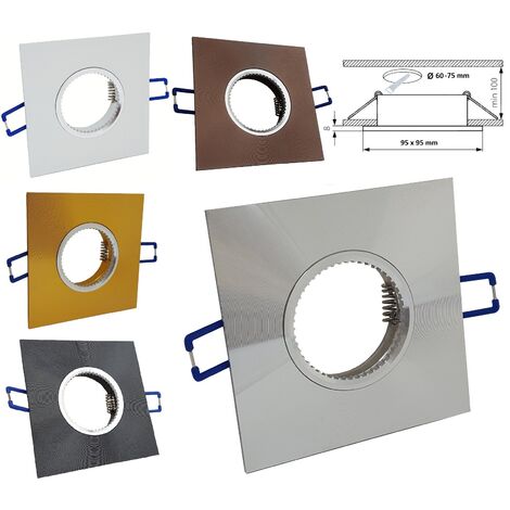 Portafaretto quadrato fisso incasso controsoffitto lampade lampadine led gu10 gu5.3 mr16 Oro
