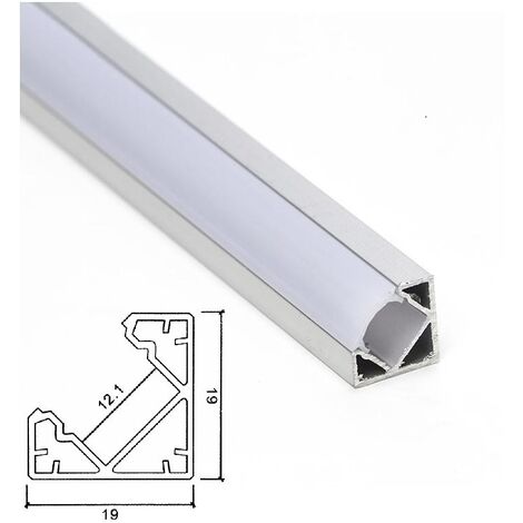 Profilo Alluminio angolare per Strisce Strip LED Barra Rigida Copertura Opaco
