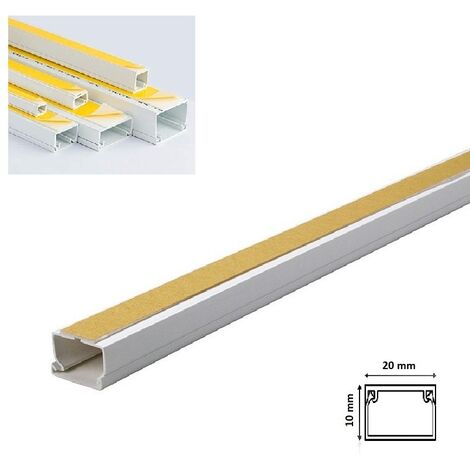 2mt Canalina adesiva 20x10 mm per cavi elettrica in plastica passacavi bianco coprifili a parete con copertura
