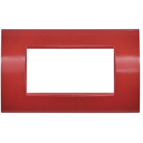 Placca 4 Posti Color Rosso Corallo - Compatibile Living Light - TOT