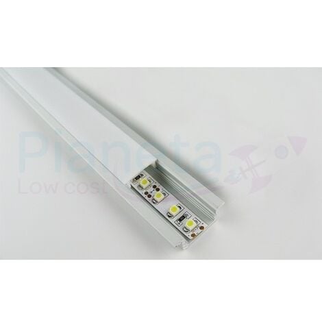 Profilo in alluminio largo 24 mm 2M per strisce strip led barra rigida  profilato copertura opaco