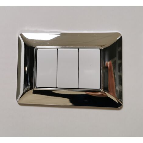 Placche compatibili bTicino MATIX 3 4 6 posti MODULI PLACCA per supporti 503SA  T04-4 posti-argento lucido