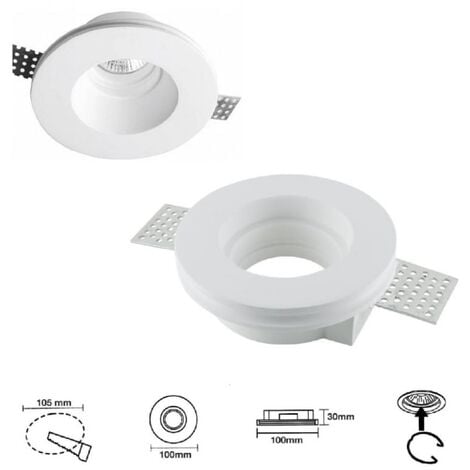 Portafaretto tondo in gesso scomparsa da incasso controsoffitti lampade led  gu10