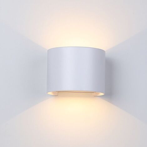 Applique da parete 10w semicerchio bianco per esterno luce led regolabile doppio fascio luminoso fredda bianca 6500k