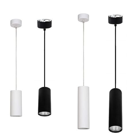 L Lampada A Sospensione Cilindro Tagliato GU10 Da Soffitto Metallo Verniciato Nero (Nero/Bianco, 40 - Foto 4