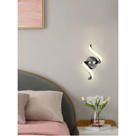 Applique a parete led 9w spirale verticale argento design moderno luce bianco naturale per interno comodino camera  Naturale
