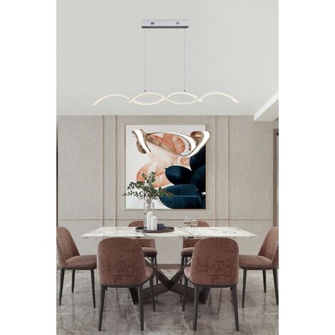 Lampadario led sospeso onda 25w pendente ondulato design moderno bianco argento luce fredda naturale Bianco - 6500k