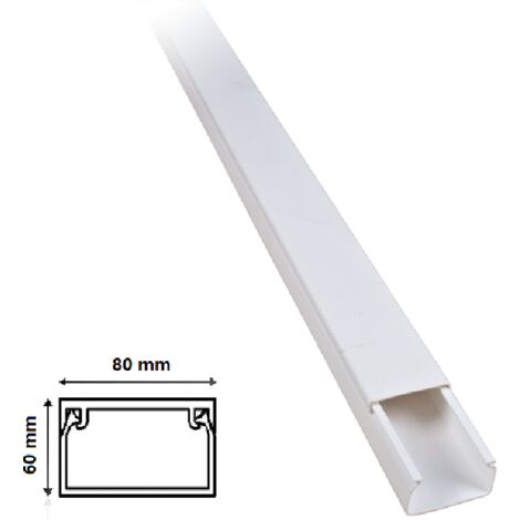 Sistema componibile Canalina per cavi elettrica 80x60 mm in plastica passacavi bianco coprifili a parete Canalina
