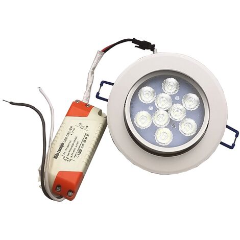 Faro faretto led incasso bianco 9w ip20 orientabile rotondo  luce fredda naturale  naturale 4500k