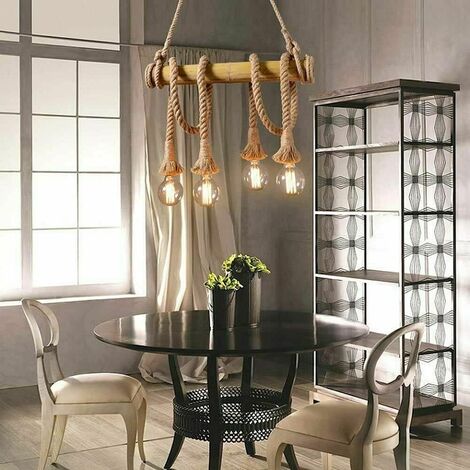 Lampadario a sospensione retrò a doppia testa corda di canapa lampada pendente industriale regolabile per soggiorno bar o spazio creativo fai da te | Leroy Merlin