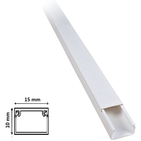 2 mt Canalina per cavi elettrica 15x10 mm in plastica passacavi bianco coprifili a parete con copertura CANALINA
