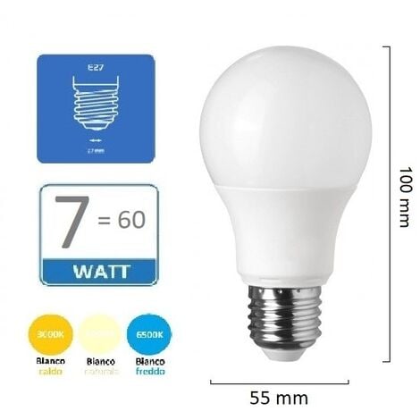 Lampadina led E27 7W A55 globo sfera opaco luce fredda bianca naturale  calda fredda bianca 6500k