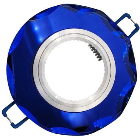 Portafaretto Tondo in Vetro modanato fisso da incasso cartongesso per led GU10 Blu