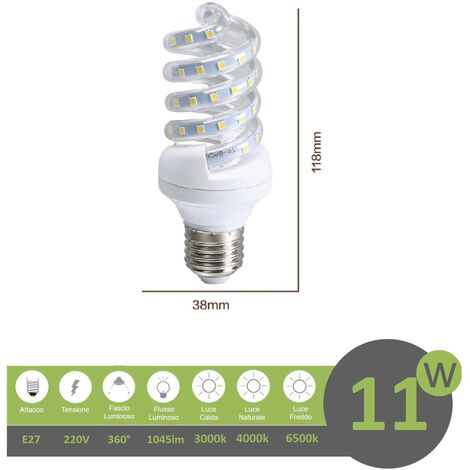 Trade Shop - Lampadina Led E27 20w Luce Bianca Fredda 6500k Calda