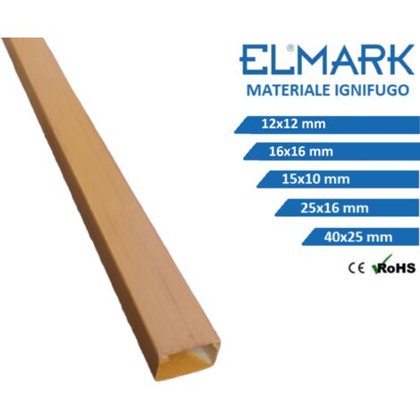 2m Canalina per cavi elettrica 12x12 16x16 15x10 25x16 40x25 in plastica passacavi legno noce coprifili a parete con copertura 16x16 mm