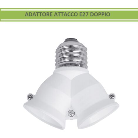 Adattatore E27 doppio portalampada attacco grande bianco splitter sdoppiatore per lampadine led