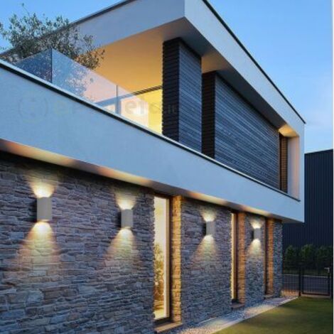 Applique da parete rettangolare doppia luce GU10 design moderno per esterno giardino impermeabile IP65 bianco grigio nero Grigio