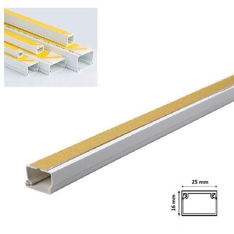 2mt Canalina adesiva 25x16 mm per cavi elettrica in plastica passacavi bianco coprifili a parete con copertura