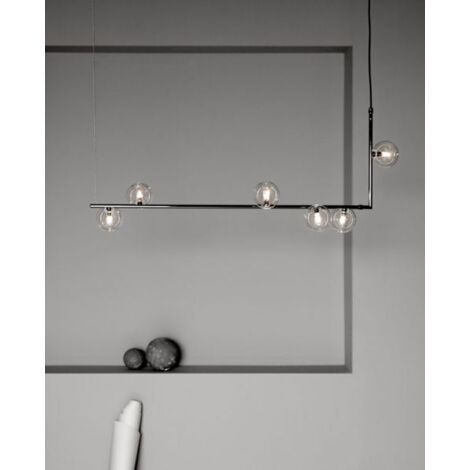 Lampadario sospensione bolle 8 sfere G9 trasparenti in vetro lampada da soffitto in metallo oro design moderno  Oro