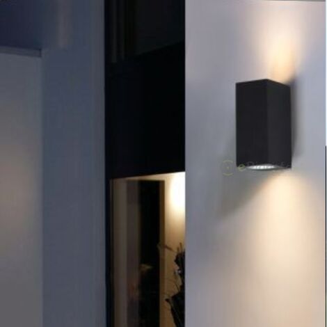 Applique da parete rettangolare doppia luce GU10 design moderno per esterno giardino impermeabile IP65 bianco grigio nero  Nero