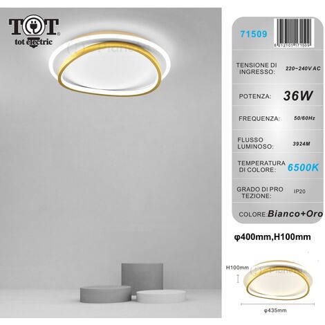 Plafoniera led 36w cerchio bianco design moderno lampadario da soffitto tonda luce bianco naturale  Bianco freddo