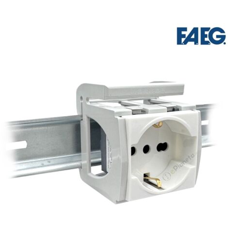 Presa schuko bivalente con adattatore supporto per guida din 3 moduli dei quadri elettrici